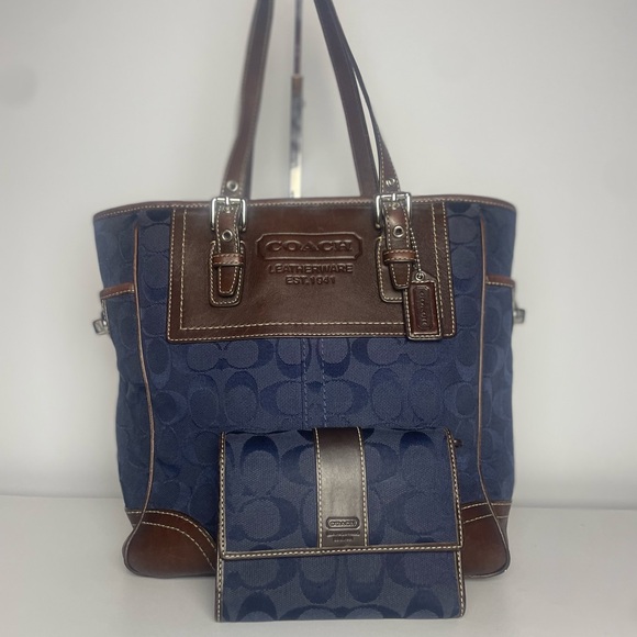 Coach Handbags - 2007 Coach Signature Jacquard Tote & Wallet w/COA